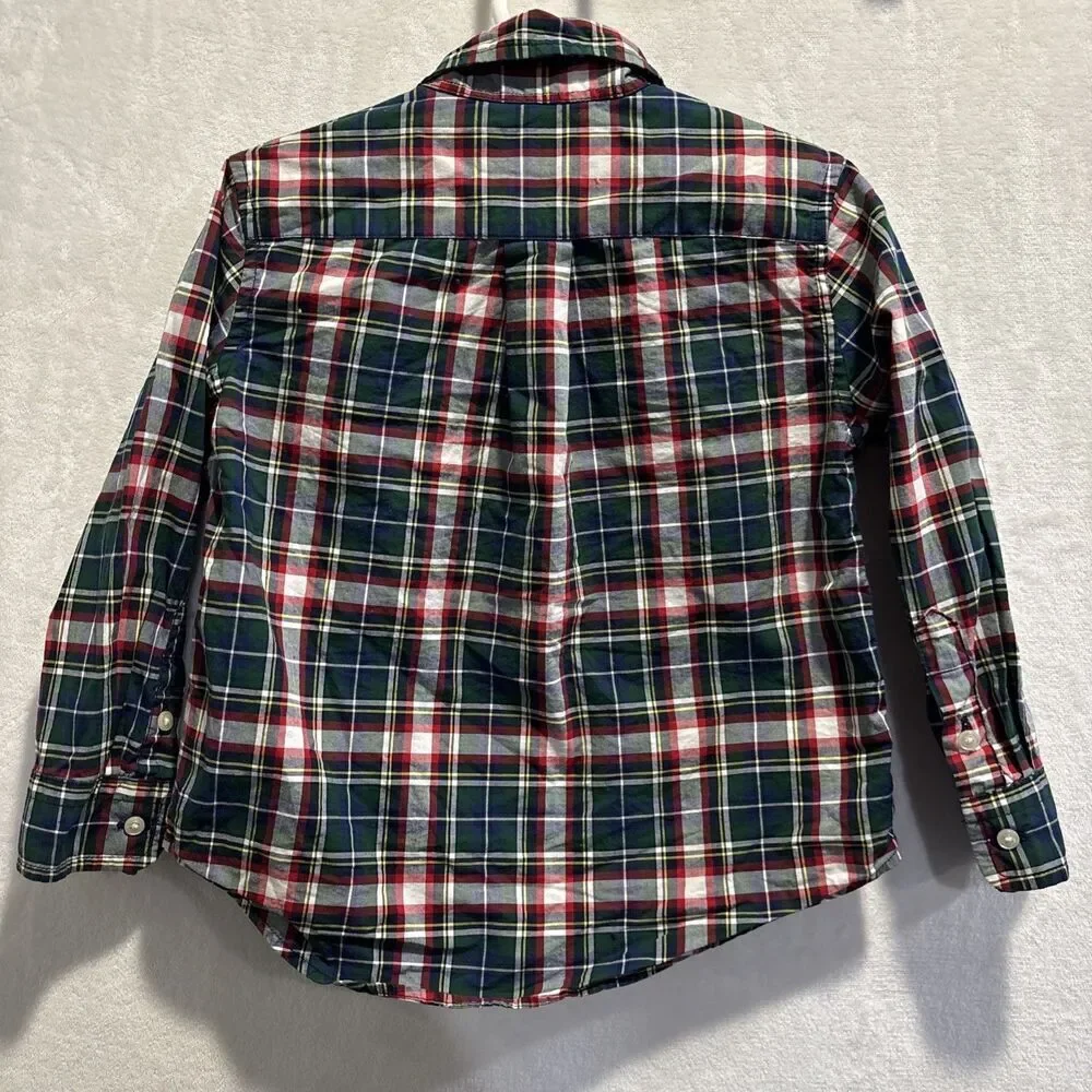 Polo Ralph Lauren Toddler Boy Plaid Button Down Natural Stretch Shirt 3/3T